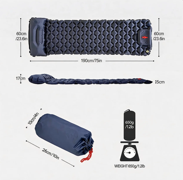 NatureComfort Camping Air Mattress with Pillow